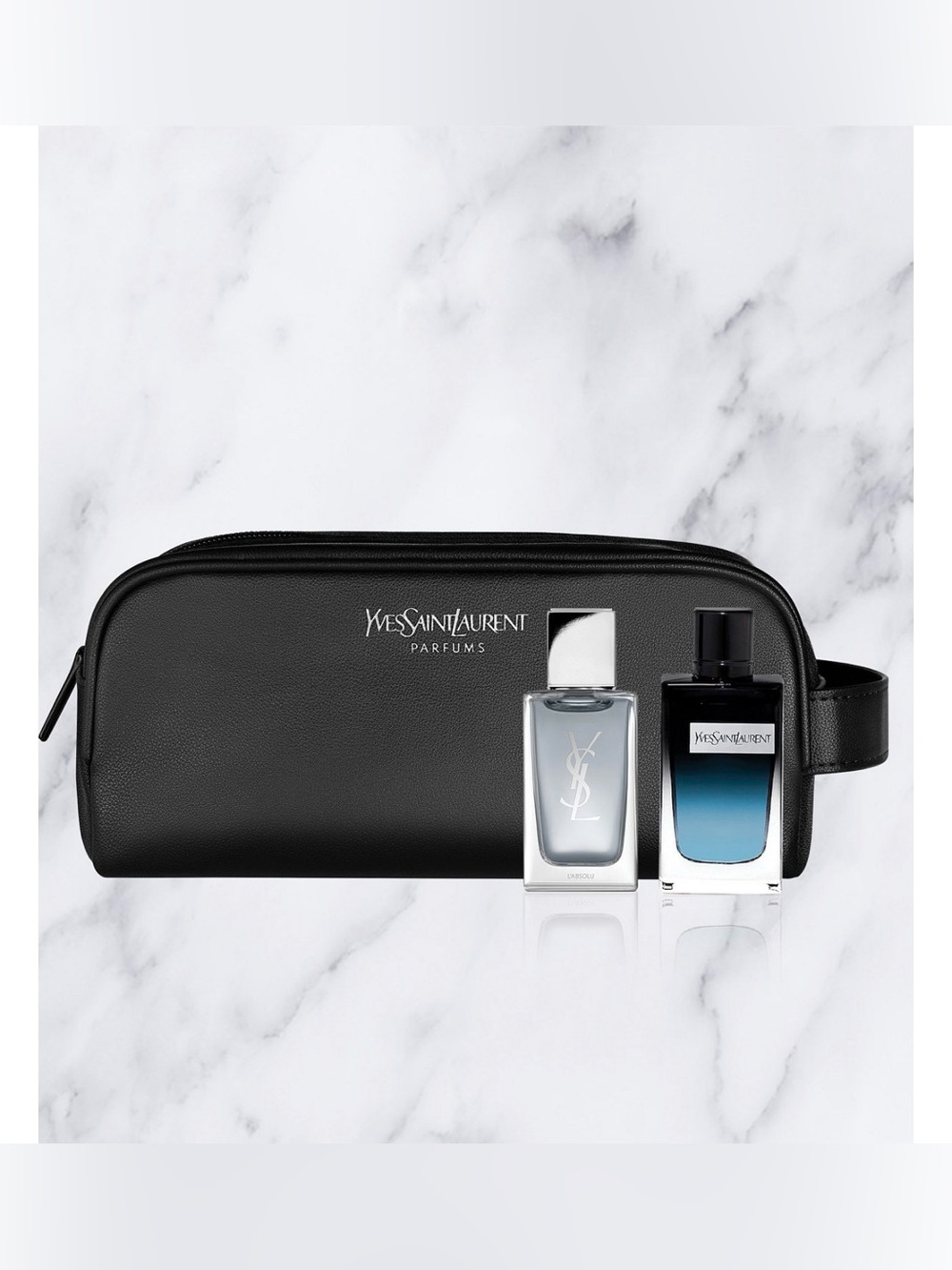 Yves Saint Laurent Black Toiletry Pouch with YSL Men Parfums GWP!